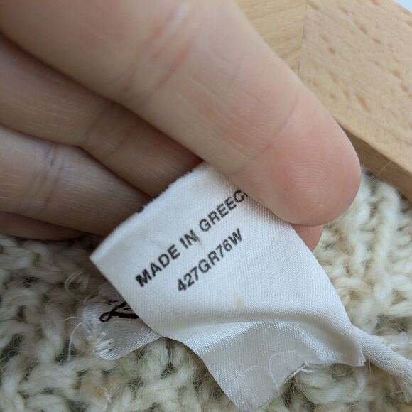 Cable Knit Wool Sweater Mens L Ivory Cream Fisherman Vintage Heavy Heritage - Picture 9 of 9